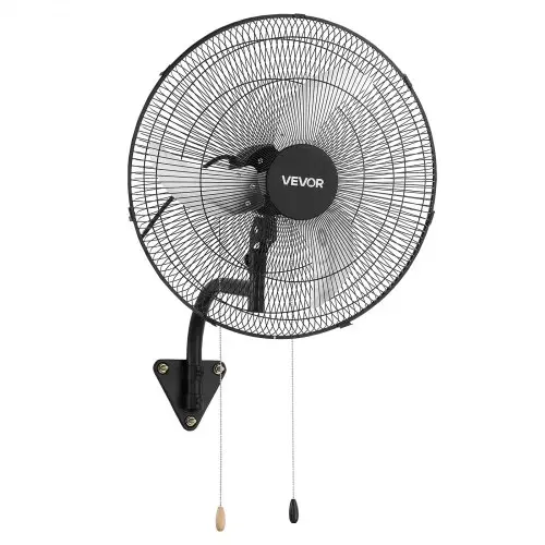 VEVOR 65W Industriële wandventilator 57 cm, 6 m/s oscillerende wandventilator met 3 snelheden en verstelbare kantelhoek, commerciële industriële ventilator voor werkplaats, garage, magazijn, sportschool, zwart