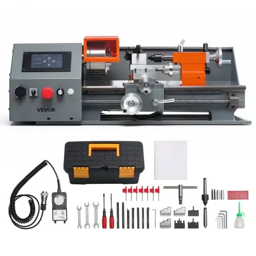 VEVOR Metaaldraaibank 22 x 40 cm 1100 W CNC Tafeldraaibank 2500 tpm voor doe-het-zelfliefhebbers, modelbouw en reparaties, touchscreenbediening, tandwielloze aandrijving en snelwisselgereedschaphouder