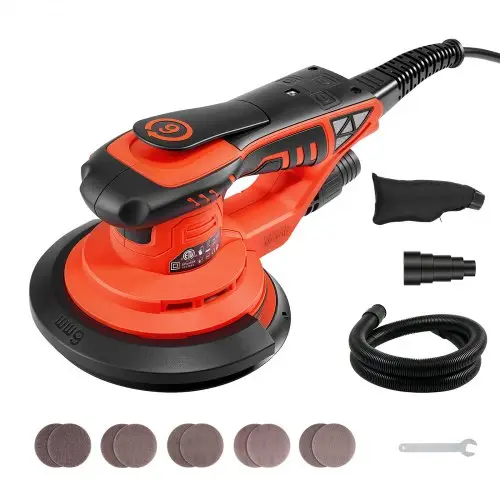 VEVOR 400W excentrische schuurmachine, 152 mm borstelloze schuurmachine voor hout, 4000-10000 tpm, 7-traps snelheidsregeling, 10 schuurvellen, stofzak, 4 m netsnoer, handzame schuurmachine voor houtbewerking