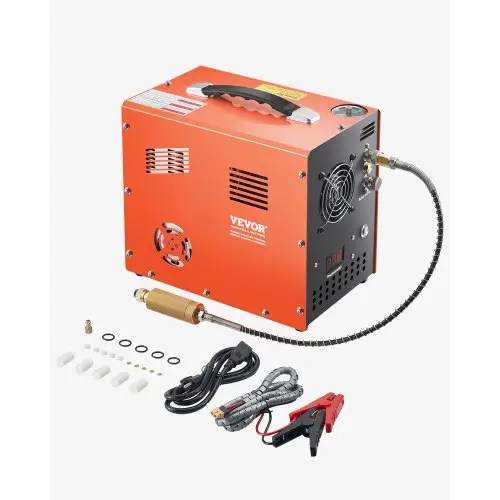 VEVOR PCP-luchtcompressor, 4500 PSI/30 MPa PCP-luchtbukscompressor met ingebouwde omvormer en ventilatorkoelsysteem, Auto-Stop DC12V/AC230V Paintball-tankcompressor voor luchtbuks, duikfles