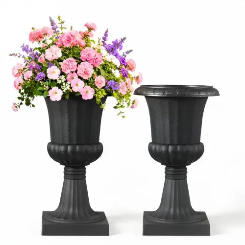 VEVOR Plastic Bloempotstandaard, 25 x 42 cm, 2-pack, Bloempot, Bloemschaal, Zwarte Bloempotten, voor Veranda, Bruiloft, Feest, Huis, Podium, Balkon, Terrasdecoratie
