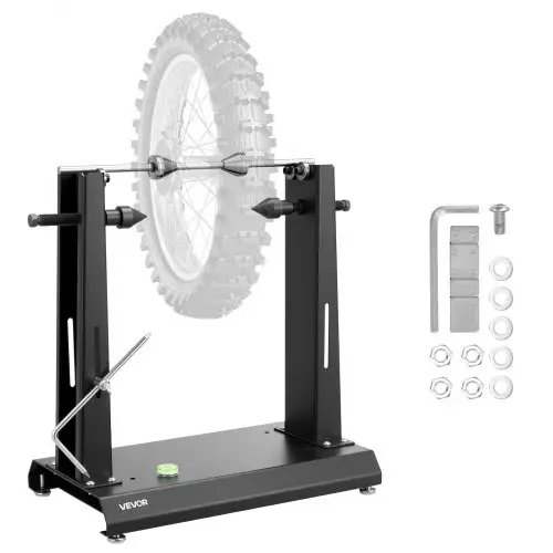 VEVOR Motorfiets Wielbalanceerstandaard, Bandenbalanceermachine, 40 kg draagvermogen, Bandenbalanceermachine met verstelbare centreerkegels en centreeraanwijzer, Bandenmontagehulpmiddel voor wielen met een diameter van φ 889 mm