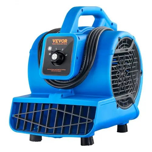 VEVOR Vloerblazer, 1360 RPM, 600 CFM, Luchtverplaatser voor drogen en koelen, Draagbare tapijtdrogerventilator met 4 blaashoeken, 3-snelheidsinstelling, voor conciërge, huishoudelijk, loodgieterswerk en commercieel gebruik