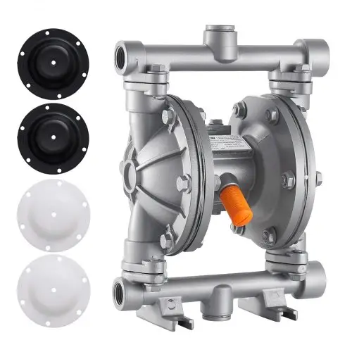 VEVOR pneumatische dubbelmembraanpomp, 25 l/min, 3/8 inch inlaat en uitlaat, pneumatische afvalolie-transportpomp, max. 100 psi, behuizing van aluminiumlegering, voor diesel, vet, kerosine, benzine