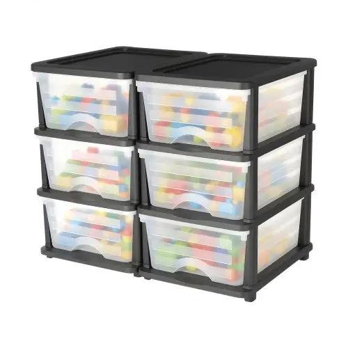 VEVOR Ladewagen Ladekast met 3 Laden (2-pack), Ladekast met wielen Mobiele container van kunststof met doorzichtige containers voor kantoorbenodigdheden Hobbylokalen Klaslokalen