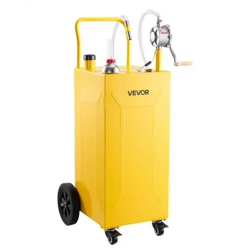 VEVOR 132,5L Brandstoftrolley Mobiel Tanksysteem met Handpomp, Geel, Draagbare Brandstoftank voor Auto's, Grasmaaiers, Boten, Met 4 Wielen & Oliepeilindicator, Voor Benzine & Diesel, Koolstofstaal