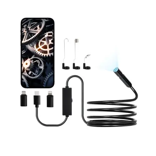 VEVOR Endoscoopcamera met licht, 1920P HD Endoscoop voor Android en iOS, Inspectiecamera met 8 LED-lampjes en 3 m lange kabel, 2x zoom, Waterdichte IP67 Rioolcamera voor auto en loodgieterswerk