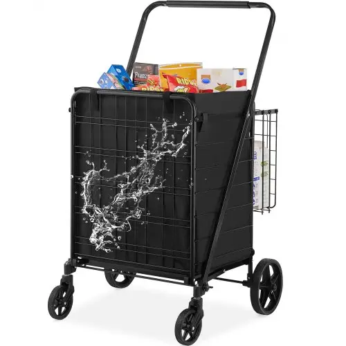 VEVOR Opvouwbare boodschappentrolley, laadvermogen 95,3 kg, multifunctionele handkar, 600D Oxford-stof, opvouwbare boodschappentrolley voor wasgoed, boodschappen, kampeergereedschap etc.