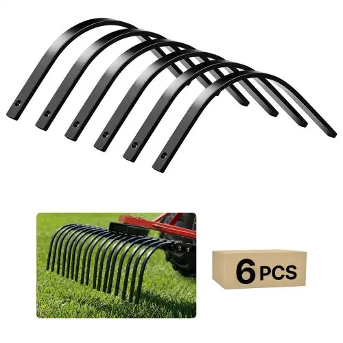 VEVOR Vervangende tanden voor hooihark van gazontractor, set van 6, boutbevestiging, steenharktanden, 11 mm boutgat, hoogwaardig en hittebehandeld staal, harktanden, reserveonderdelen voor hooiharken