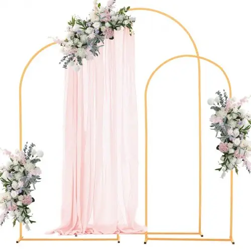 VEVOR Trouwboog, Set van 3, 2,2/2/1,8 m, Achtergrondstandaard, Goudkleurige metalen boog, Trouwboog, Ballonnenboog voor Bruiloften, Verjaardagsfeesten, Afstudeerfeesten, Vakantie en Ceremoniedecoraties