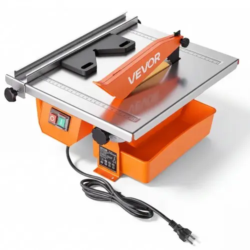 VEVOR Tegelsnijder met 180 mm diamantblad, 600 W, voor het snijden van tegels en natuursteen, instelbare verstekhoek van 0-45°, 3000 tpm, afneembaar waterreservoir, nat snijden.