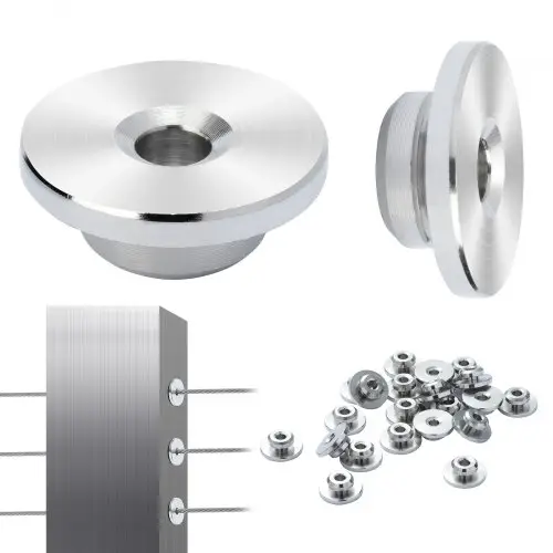 VEVOR 51-pack kabelleuningset, 1/8 inch wielbeschermhoezen, bundel met zwarte onzichtbare 1/8 inch persspanner en klem, kabelleuningpaalbeschermhoezen voor 0,41 inch horizontale gatpaal