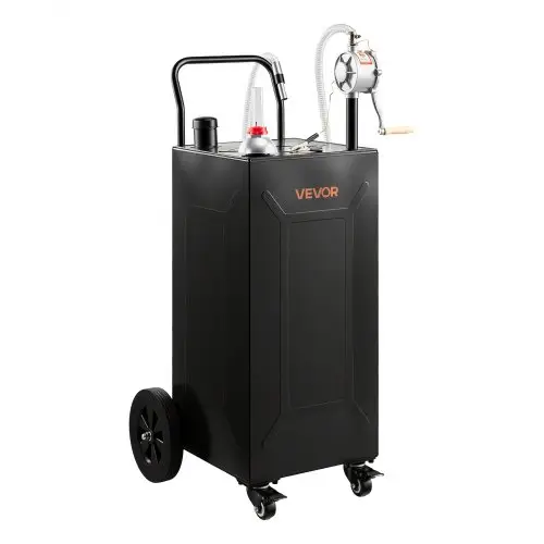 VEVOR 113,6L Mobiele Brandstoftank op wielen met handpomp, zwart, draagbare brandstoftank voor auto, grasmaaier, boot, met 4 wielen en oliepeilindicator, voor benzine en diesel, koolstofstaal