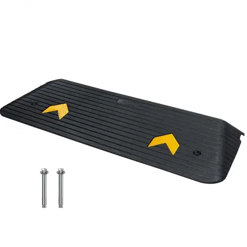 VEVOR Drempelhelling Massief rubberen deur Drempelhelling 15 ton laadvermogen Stoephelling met kanaal 111 x 40,6 x 5 cm Rolstoelhelling Toegangshelling Rubberen oprit Ideaal voor oneffen terrein Stoepranden