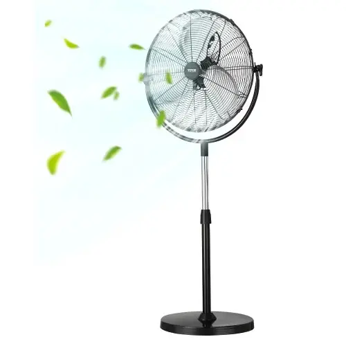 VEVOR Industriële Staande Ventilator, 560 mm Ventilator met Verstelbare Hoogte van 115-147 cm, Staande Ventilatoren met 3 Verstelbare Snelheid, Windmachine voor Woonkamer, Huis, Kantoor, Zwart