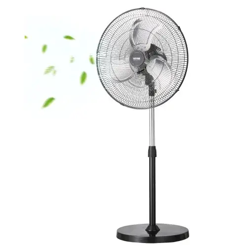 VEVOR Industriële staande ventilator, 570 mm, 90 graden oscillerende ventilator, in hoogte verstelbare ventilatoren met 3 instelbare snelheden, windmachine voor werkplaats, magazijn, zwart