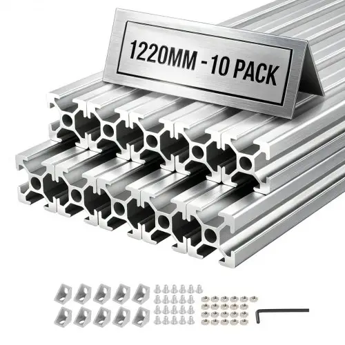 VEVOR 2020 Aluminiumprofielen 10 stuks, 122 cm, Geanodiseerde T-sleuf aluminiumprofielen volgens EU-norm, Zeer sterk geëxtrudeerd profiel, Aluminium rail voor 3D-geprinte onderdelen, CNC-werkbanken en -assemblage, Zilver