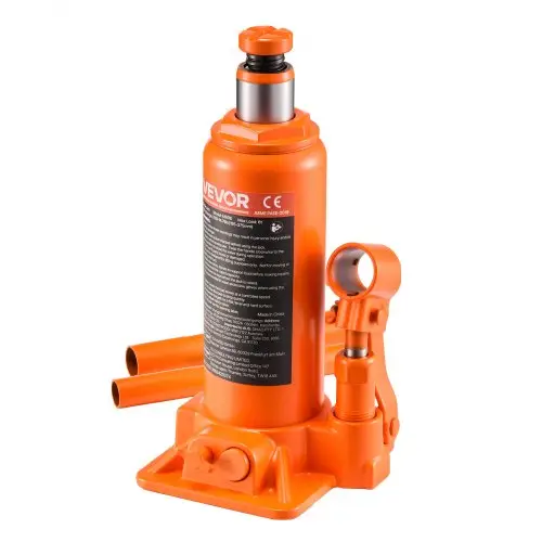 VEVOR hydraulische fleskrik met 6 t capaciteit, 195-375 mm hefbereik, fleskrik met lassysteem voor auto-pick-up SUV autoreparatie, fleskrik oranje autokrik zwaar
