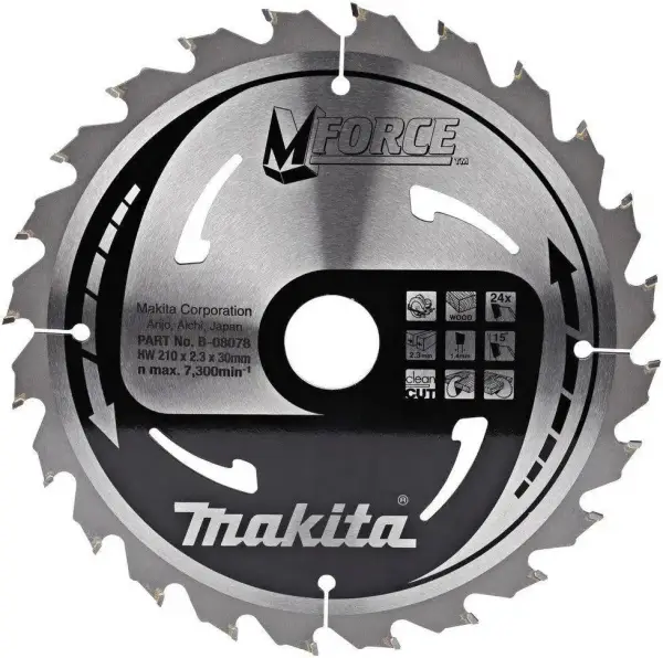 Makita Ø 210mm Asgat 30mm 24T Cirkelzaagblad voor Hout | Mforce - B-08078