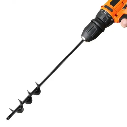 VEVOR grondboor voor boren, 40 x 420 mm tuinboor van Q235 staal, voor 3/8-inch zeskantboor, paalboor, doorvoerboor, graafgereedschap voor planten en boren