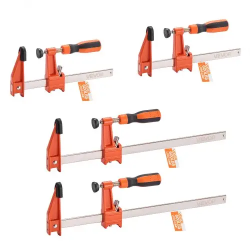 VEVOR Houtbewerking Klemmen 4 stuks (6" / 12") Opening, Vergrendelbare F-klem met 260 kg draagvermogen, 6,35 cm diepte, Gietijzer en koolstofstaal, Metaalbewerking
