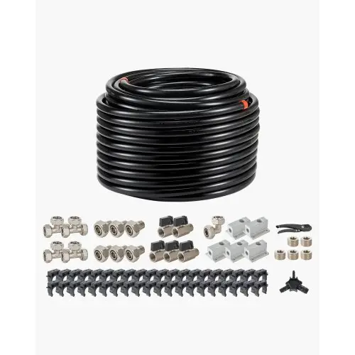 VEVOR Luchtcompressor Leidingkit, 60,96 m x 19,05 mm Persluchtslang, HDPE Aluminium Persluchtleidingsysteem, Eenvoudig te installeren, Persluchtleidingkit voor Garagewerkplaatsen, Zwart