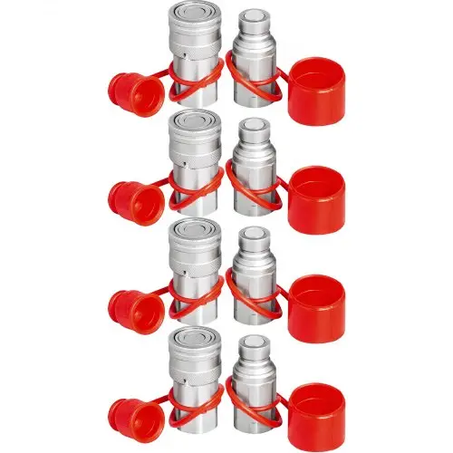 VEVOR Hydraulische snelkoppelingen Koppelingsset Snelkoppeling 4 stuks 1/2 inch, staal en PVC Hydraulische koppelingsplug Niet-vervormbaar Corrosiebescherming Pneumatische koppeling Snelkoppelingsplug