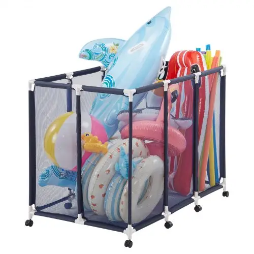 VEVOR Zwembadopbergbak 122x84x99 cm, Netorganizer met Kunststof Frame, Opbergmand voor Zwembadspeelgoed, Opbergbox met Ademend Netmandje voor Zwembaden