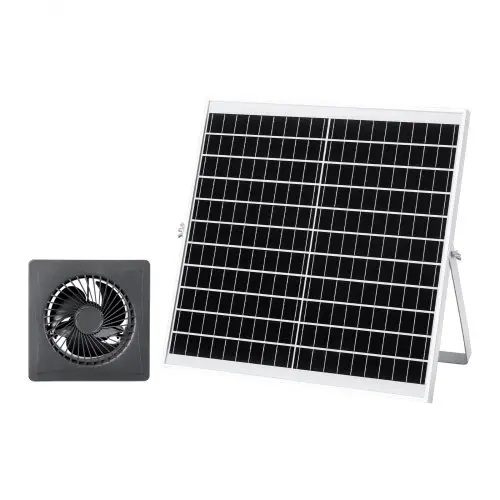 VEVOR 20W Solarventilator, 12V zonnepaneel met ventilator en accu, max. 2030 RPM, zonneventilator voor 374 m³/h luchtstroom, 4,3 m/s, op zonne-energie werkende afzuigventilator voor kleine kippenhokken en kassen.