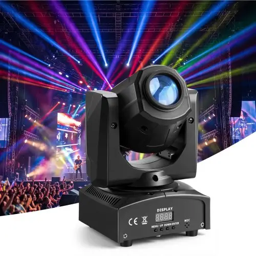 VEVOR 2 stuks Moving Head LED 30W RGB podiumverlichting LED-spot met 8 kleuren, draaibare spot voor feestjes, bruiloften, clubs en podia, stroboscoop feestverlichting met 8 gobo's DMX512-besturing en geluidsregeling