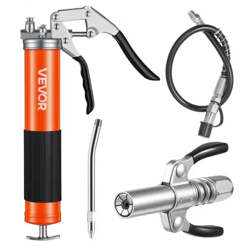 VEVOR vetpistool, 551 bar, vetpistoolset met een inhoud van 0,4 liter, inclusief 45,7 cm flexibele slang, vetkoppeling met dubbele handgreep, stijve verlengbuis en scherpe spuitmond voor automobiel- en scheepvaarttoepassingen.