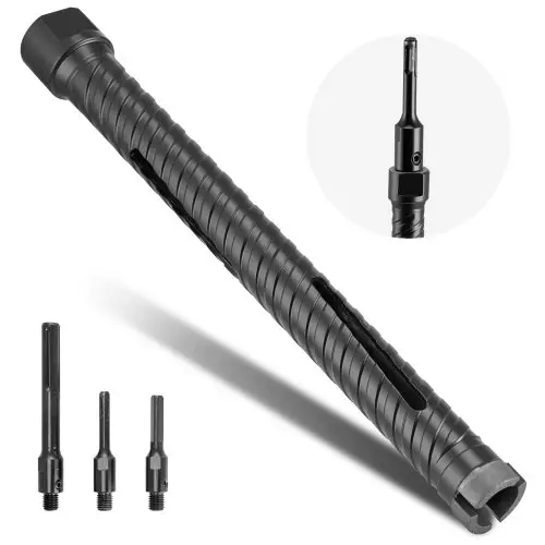VEVOR kernboor, 25 mm diameter, 241 mm boordiepte, M16 binnendraad, droge diamantkernboor met 3 adapters, centreerboor, inbussleutel voor gewapend beton, baksteen en metselwerk