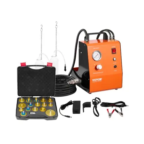 VEVOR elektrische remontluchtingsset, professionele hoofdremcilinderontluchtingsset met drukmeter en ingebouwde luchtpomp, veelzijdige remontluchtingsadapterset voor gelijkstroom en wisselstroom.