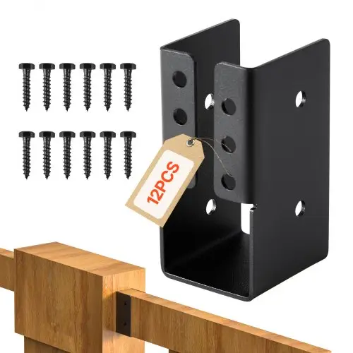 VEVOR Balkhouder, verborgen flensbalkverbinding voor buiten met schroeven, stalen paalondersteuning voor 49x92 mm balken, houten verbinding voor schommel, hek, houten glijbanen, verpakking van 12