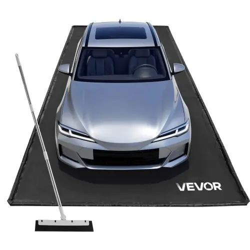 VEVOR PVC garagevloermat, antislip (2,4 x 5,5 x 0,03 m) met wisser, duurzame en waterdichte vloerbescherming tegen sneeuw, regen en modder, zwart