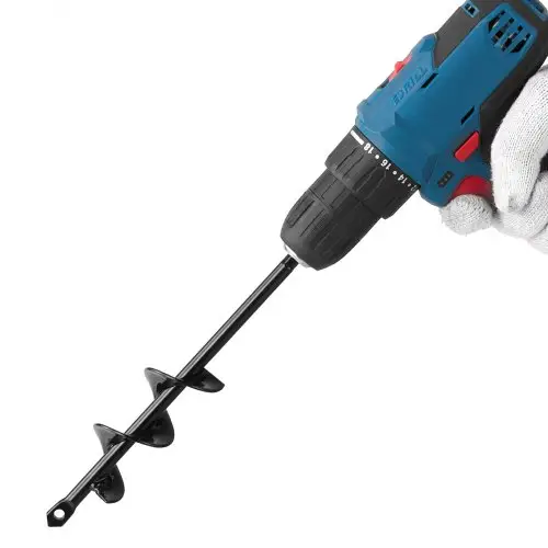 VEVOR Paalboor voor boor, Ø 4 x 22 cm Paalboor, voor 3/8-inch zeskantboren, Paalgatboor, Tuinboor, Gatboorbevestigingen voor het graven van gaten voor tuinpalen en hekken