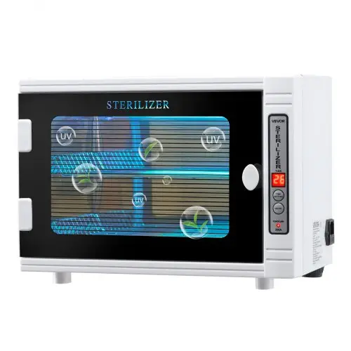 VEVOR UV-sterilisator voor het reinigen van nagelgereedschap (12 L / 5 W) Multifunctionele nagelreiniger met timerinstelling, reinigingskast met gehard glazen deur, voor laboratoria