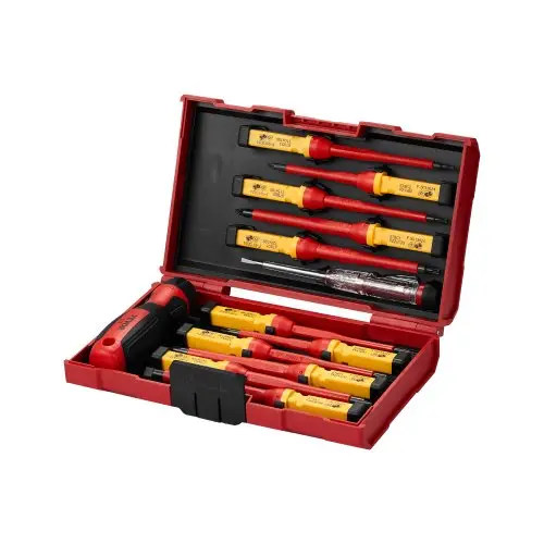 VEVOR geïsoleerde schroevendraaierset, 13-delig, elektrische schroevendraaierset, geïsoleerde gereedschapset voor elektriciens, met magnetische Phillips-, sleuf- en Pozidriv Torx-schroevendraaiers.