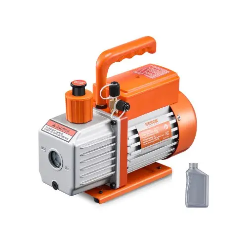 VEVOR vacuümpomp, 3,5 CFM, HVAC 1-traps roterende schoepen vacuümpomp, voor R134a R22 R410a systemen, Auto AC vacuümpomp kit met oliefles, voor auto airconditioning onderhoud en hars ontgassing