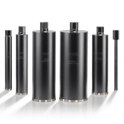 VEVOR Kernboorbitset, 6-delig, φ 25,4 / 50,8 / 76,2 / 101,6 / 127,0 / 152,4 mm, boordiepte 356 mm, 1-1/4 inch-7 binnendraad, natte diamantkernboor voor gewapend beton, baksteen en metselwerk