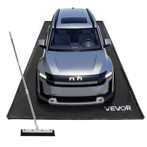 VEVOR PVC Garage Vloermat, Antislip (2,4 x 4,9 x 0,03 m) met Wisser, Duurzaam & Waterdicht, Beschermt de Vloer tegen Sneeuw, Regen en Modder, Zwart