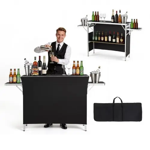 VEVOR Opvouwbare Beursbalie, 1100x390x880 mm, Receptiebalie met Draagtas, Opbergvak, Receptietafel, Beursstand, Bartafel, Opvouwbare Mobiele Bar voor Evenementen, Feesten & Beurzen