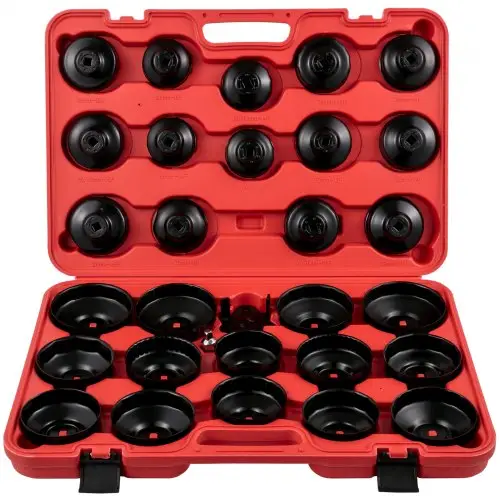 VEVOR Oliefiltersleutel en Oliefilterdopset, 30-delig, Oliefilterdoppen, 3,175 mm, Gegoten Oliefiltersleutel, Oliefilterdopset, Oliefilterdoppen