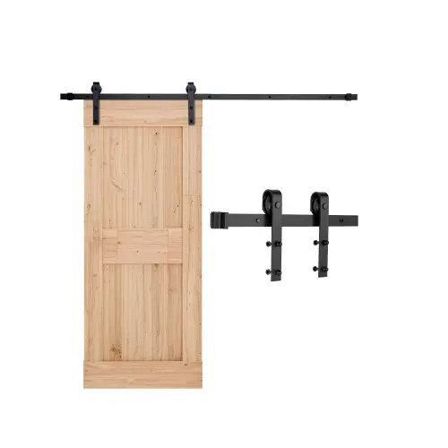 VEVOR Schuifdeursysteem 183 cm rail, schuifdeurbeslag draagvermogen 150 kg, compatibel met max. 914 mm breedte en 34,92 tot 44,45 mm dikte, rail en J-vormige rol, zwart