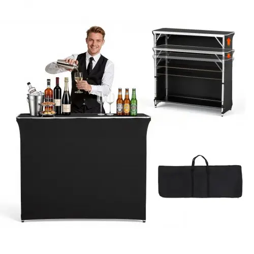 VEVOR Opvouwbare Beursbalie, 1105x390x1010 mm, Receptiebalie met Draagtas, 2 Planken, Receptiebalie, Beursstand, Bartafel, Opvouwbare Mobiele Bar voor Evenementen, Feesten & Beursen