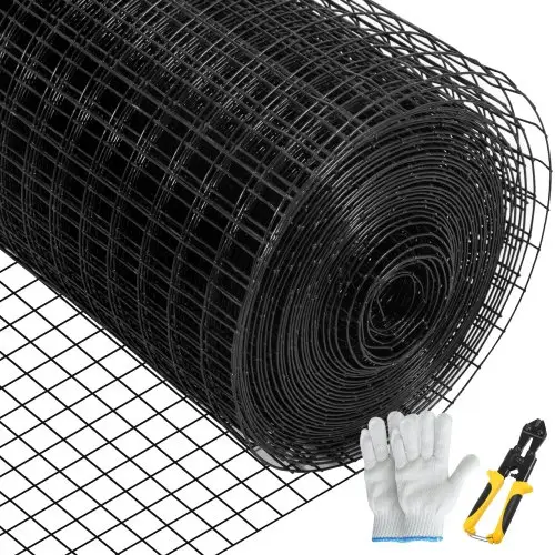 VEVOR 122 x 1524 cm gegalvaniseerd vinyl gecoat 16-gauge stalen kettingschakelhek met een kniptang en een paar stoffen handschoenen, voor tuinhekken en dierenverblijven,