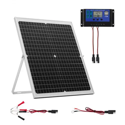 VEVOR 12V monokristallijn zonnepaneelset, zonnebatterijlader met slimme MPPT-controller en verstelbare montagebeugel, IP67 waterdicht voor auto, boot, camper, motortrailer