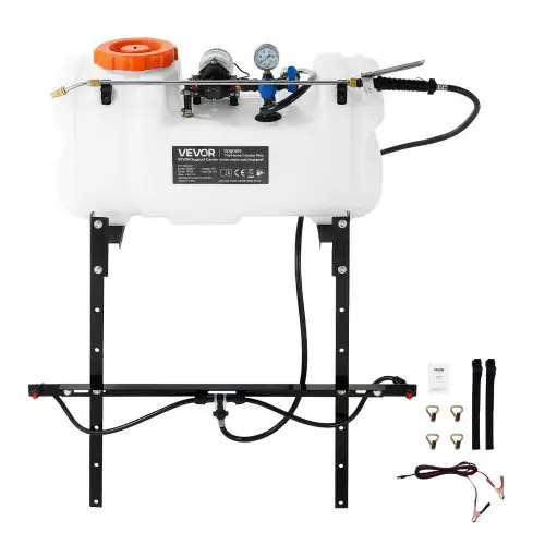 VEVOR ATV-sproeier voor quads, 60 liter druksproeier met 12V-pomp, voor ATV's, UTV's, tractoren, debiet van 1,9 GPM, instelbare druk 0-72 PSI, met messing sproeikop, sproeibalk, 6 m slang, wit