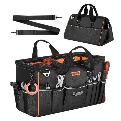 VEVOR Gereedschapstas 51x25x28cm, Opbergtas met 14 binnen- en 19 buitenvakken, Waterdichte polyester gereedschapsorganizer met schouderriem en ritssluiting, Gereedschapstas voor vakmensen