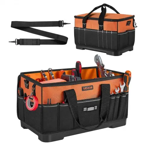 VEVOR Gereedschapstas 51x26x30cm, Opbergtas met 14 binnen- en 19 buitenvakken, Waterdichte polyester gereedschapsorganizer met schouderriem en ritssluiting, Gereedschapstas voor vakmensen